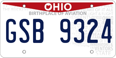 OH license plate GSB9324