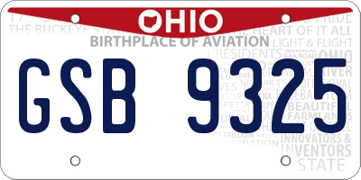 OH license plate GSB9325