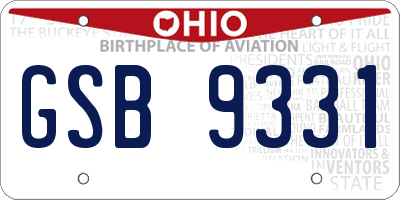 OH license plate GSB9331