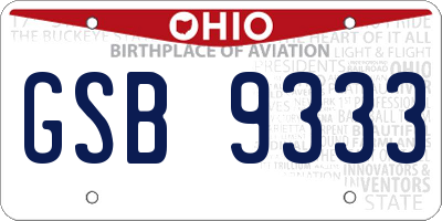 OH license plate GSB9333