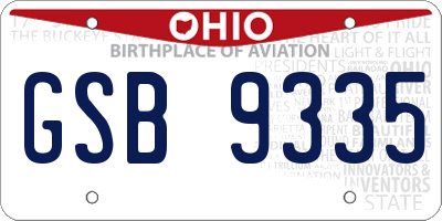 OH license plate GSB9335