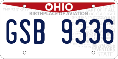 OH license plate GSB9336