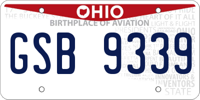 OH license plate GSB9339