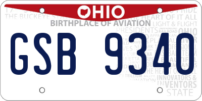 OH license plate GSB9340