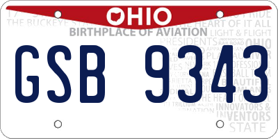 OH license plate GSB9343
