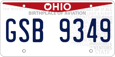 OH license plate GSB9349