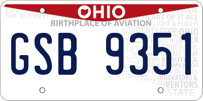 OH license plate GSB9351