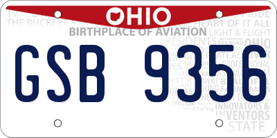 OH license plate GSB9356