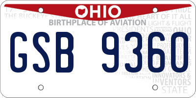 OH license plate GSB9360