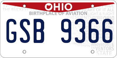 OH license plate GSB9366