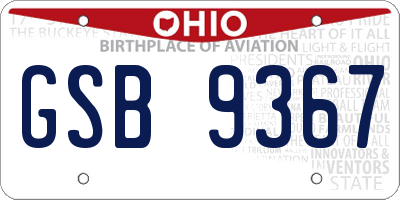 OH license plate GSB9367