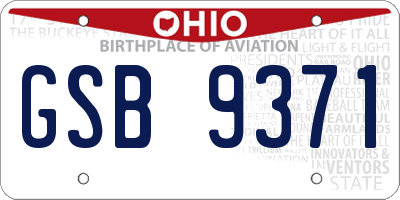 OH license plate GSB9371