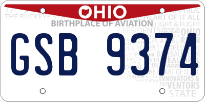 OH license plate GSB9374