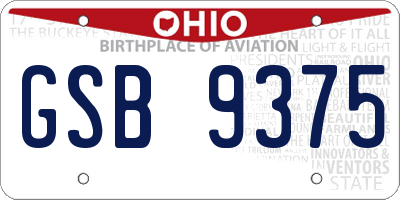 OH license plate GSB9375