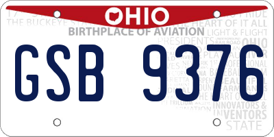 OH license plate GSB9376