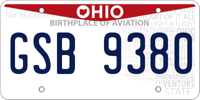 OH license plate GSB9380
