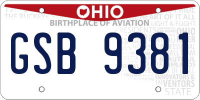 OH license plate GSB9381
