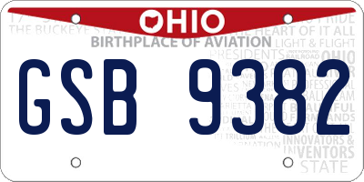 OH license plate GSB9382