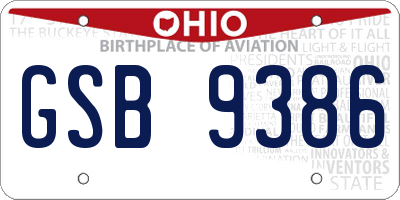OH license plate GSB9386
