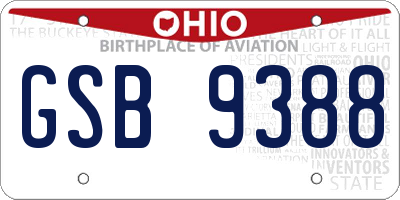 OH license plate GSB9388