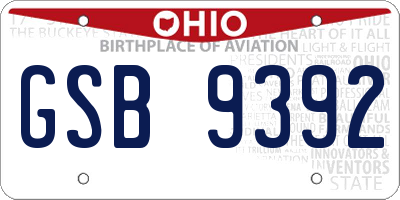 OH license plate GSB9392