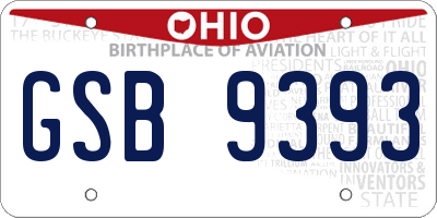 OH license plate GSB9393