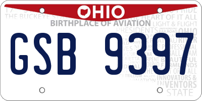 OH license plate GSB9397