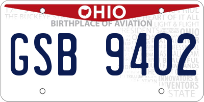 OH license plate GSB9402