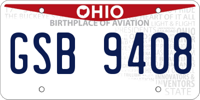 OH license plate GSB9408