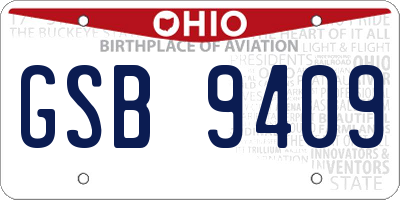 OH license plate GSB9409