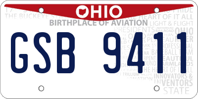 OH license plate GSB9411