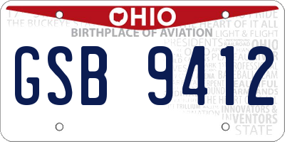 OH license plate GSB9412