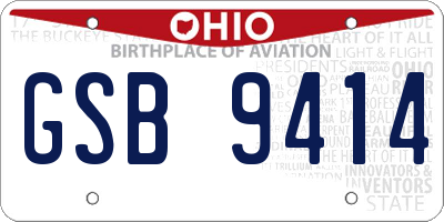 OH license plate GSB9414