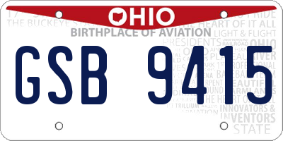 OH license plate GSB9415