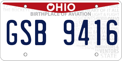 OH license plate GSB9416