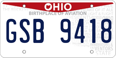 OH license plate GSB9418
