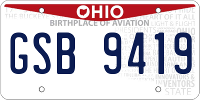 OH license plate GSB9419