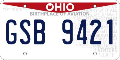 OH license plate GSB9421