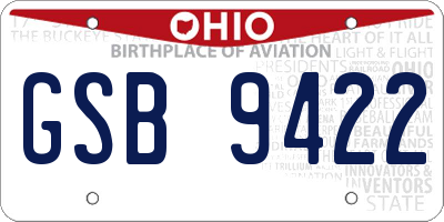 OH license plate GSB9422
