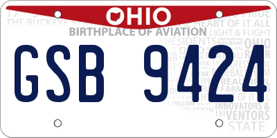 OH license plate GSB9424