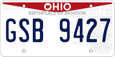 OH license plate GSB9427