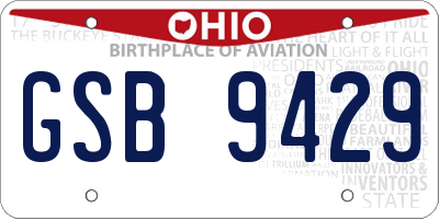 OH license plate GSB9429