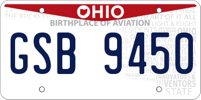 OH license plate GSB9450