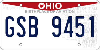 OH license plate GSB9451