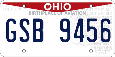 OH license plate GSB9456
