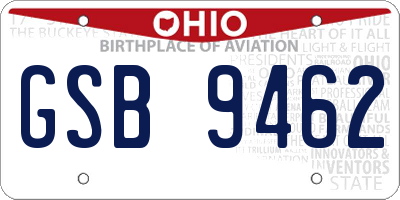 OH license plate GSB9462