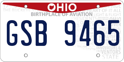 OH license plate GSB9465
