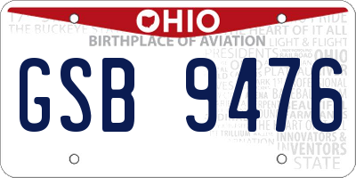 OH license plate GSB9476