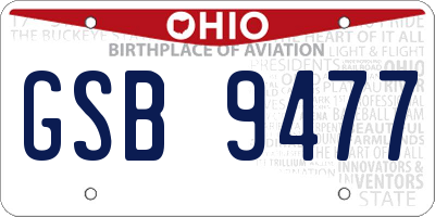 OH license plate GSB9477