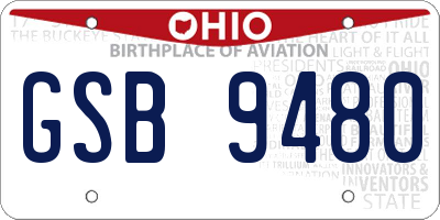 OH license plate GSB9480